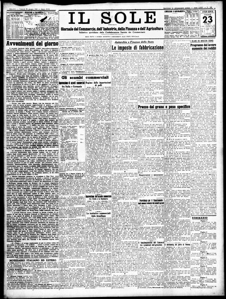 Il sole : giornale commerciale, agricolo, industriale... : organo ufficiale della Camera di commercio e industria di Milano ...