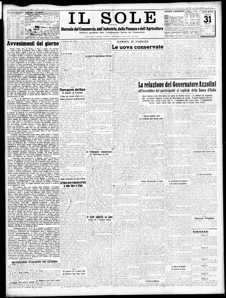 Il sole : giornale commerciale, agricolo, industriale... : organo ufficiale della Camera di commercio e industria di Milano ...