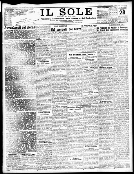 Il sole : giornale commerciale, agricolo, industriale... : organo ufficiale della Camera di commercio e industria di Milano ...