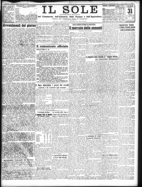 Il sole : giornale commerciale, agricolo, industriale... : organo ufficiale della Camera di commercio e industria di Milano ...