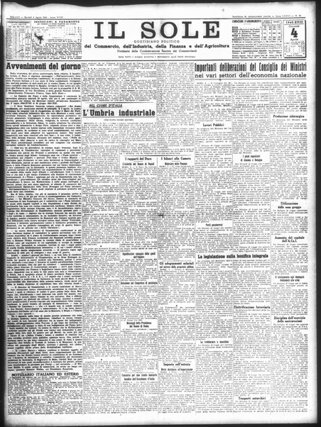 Il sole : giornale commerciale, agricolo, industriale... : organo ufficiale della Camera di commercio e industria di Milano ...