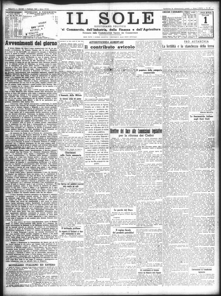 Il sole : giornale commerciale, agricolo, industriale... : organo ufficiale della Camera di commercio e industria di Milano ...