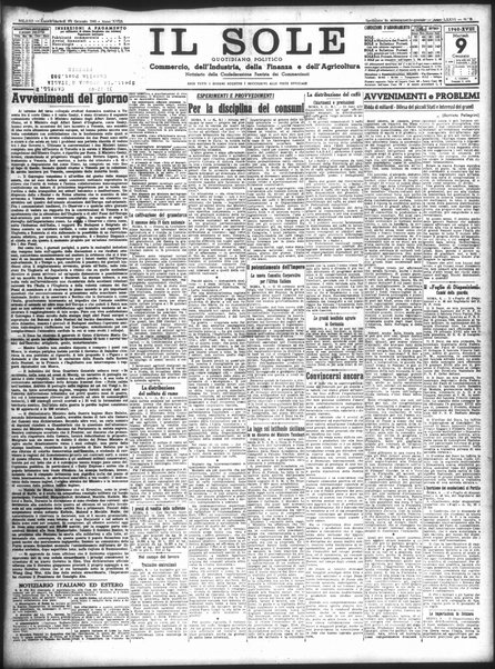 Il sole : giornale commerciale, agricolo, industriale... : organo ufficiale della Camera di commercio e industria di Milano ...