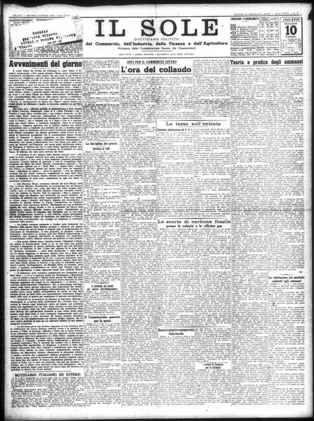 Il sole : giornale commerciale, agricolo, industriale... : organo ufficiale della Camera di commercio e industria di Milano ...
