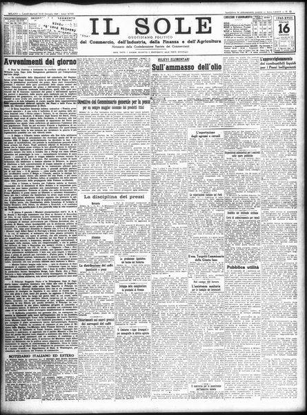 Il sole : giornale commerciale, agricolo, industriale... : organo ufficiale della Camera di commercio e industria di Milano ...
