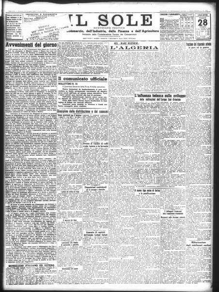 Il sole : giornale commerciale, agricolo, industriale... : organo ufficiale della Camera di commercio e industria di Milano ...