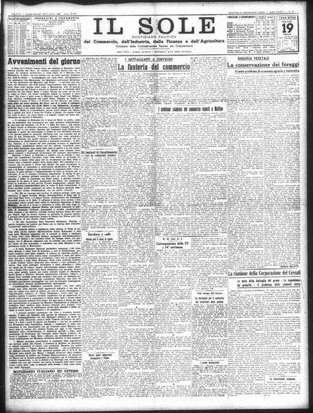 Il sole : giornale commerciale, agricolo, industriale... : organo ufficiale della Camera di commercio e industria di Milano ...