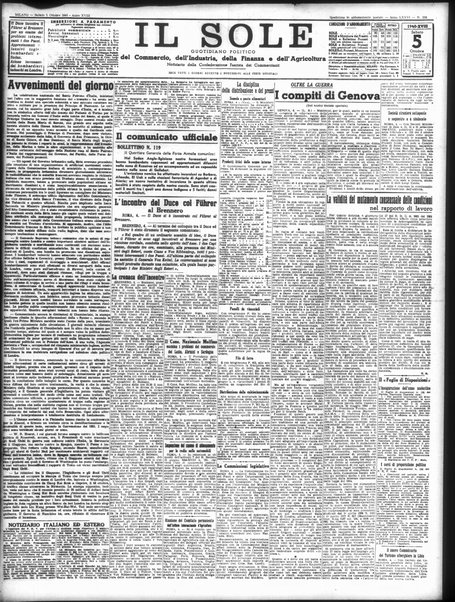 Il sole : giornale commerciale, agricolo, industriale... : organo ufficiale della Camera di commercio e industria di Milano ...