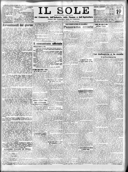 Il sole : giornale commerciale, agricolo, industriale... : organo ufficiale della Camera di commercio e industria di Milano ...