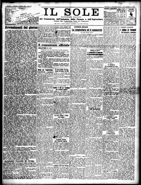 Il sole : giornale commerciale, agricolo, industriale... : organo ufficiale della Camera di commercio e industria di Milano ...