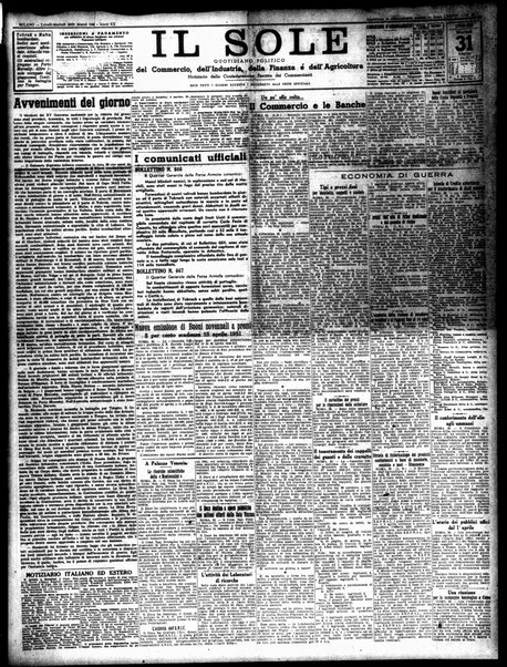 Il sole : giornale commerciale, agricolo, industriale... : organo ufficiale della Camera di commercio e industria di Milano ...
