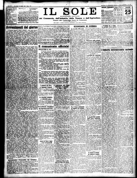 Il sole : giornale commerciale, agricolo, industriale... : organo ufficiale della Camera di commercio e industria di Milano ...