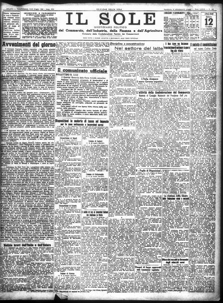Il sole : giornale commerciale, agricolo, industriale... : organo ufficiale della Camera di commercio e industria di Milano ...