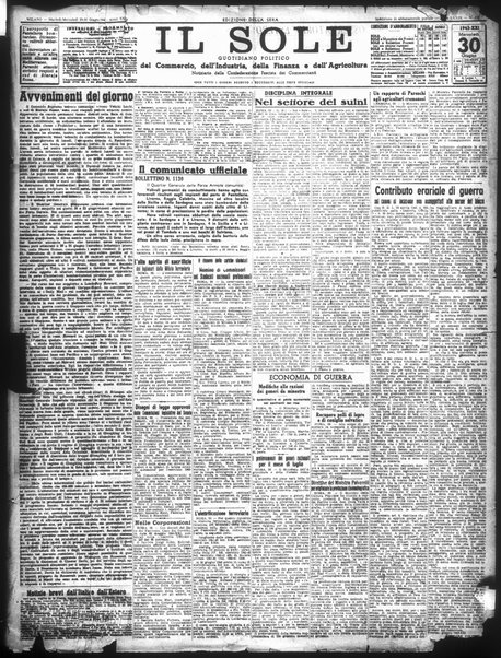Il sole : giornale commerciale, agricolo, industriale... : organo ufficiale della Camera di commercio e industria di Milano ...