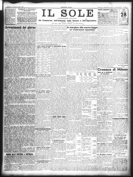 Il sole : giornale commerciale, agricolo, industriale... : organo ufficiale della Camera di commercio e industria di Milano ...