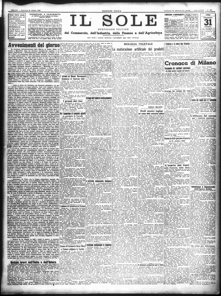 Il sole : giornale commerciale, agricolo, industriale... : organo ufficiale della Camera di commercio e industria di Milano ...