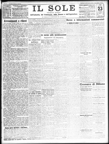 Il sole : giornale commerciale, agricolo, industriale... : organo ufficiale della Camera di commercio e industria di Milano ...