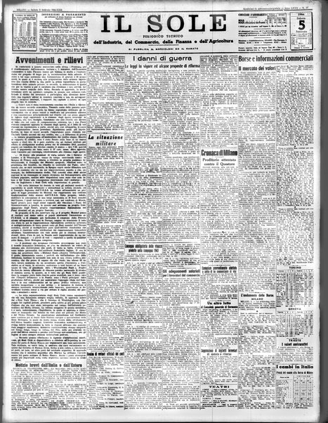 Il sole : giornale commerciale, agricolo, industriale... : organo ufficiale della Camera di commercio e industria di Milano ...