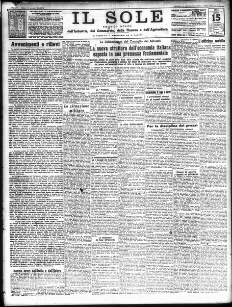 Il sole : giornale commerciale, agricolo, industriale... : organo ufficiale della Camera di commercio e industria di Milano ...