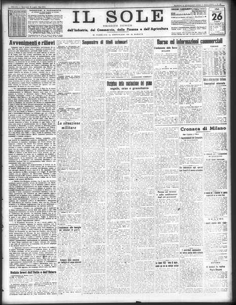 Il sole : giornale commerciale, agricolo, industriale... : organo ufficiale della Camera di commercio e industria di Milano ...