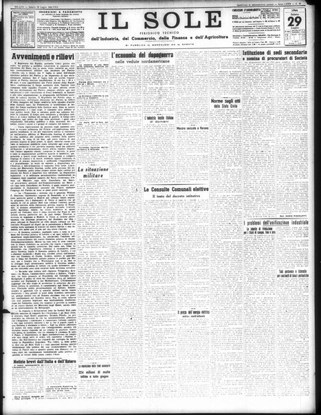 Il sole : giornale commerciale, agricolo, industriale... : organo ufficiale della Camera di commercio e industria di Milano ...