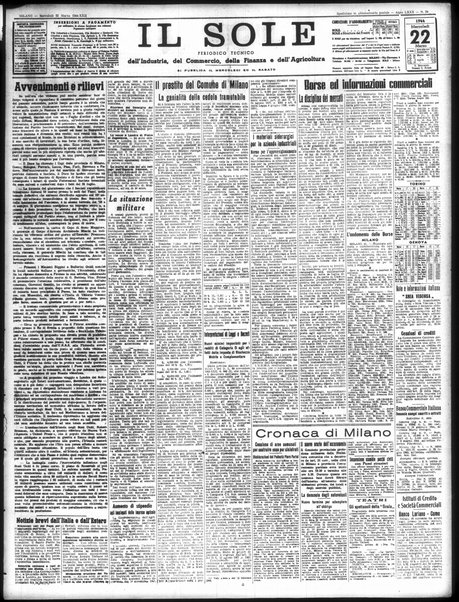 Il sole : giornale commerciale, agricolo, industriale... : organo ufficiale della Camera di commercio e industria di Milano ...