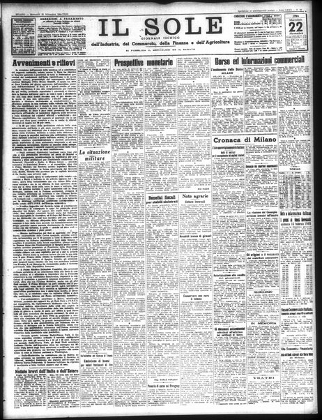 Il sole : giornale commerciale, agricolo, industriale... : organo ufficiale della Camera di commercio e industria di Milano ...