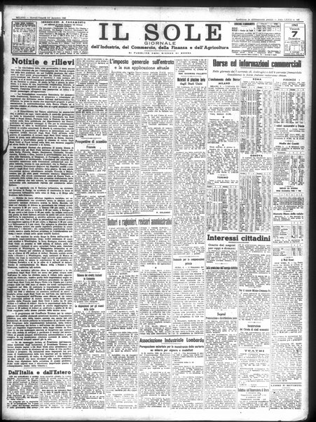 Il sole : giornale commerciale, agricolo, industriale... : organo ufficiale della Camera di commercio e industria di Milano ...