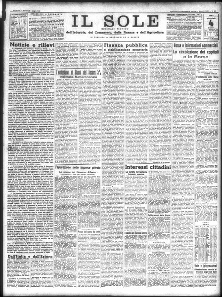 Il sole : giornale commerciale, agricolo, industriale... : organo ufficiale della Camera di commercio e industria di Milano ...