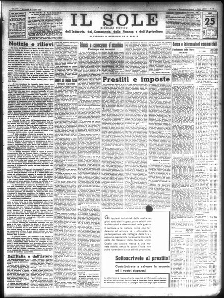 Il sole : giornale commerciale, agricolo, industriale... : organo ufficiale della Camera di commercio e industria di Milano ...