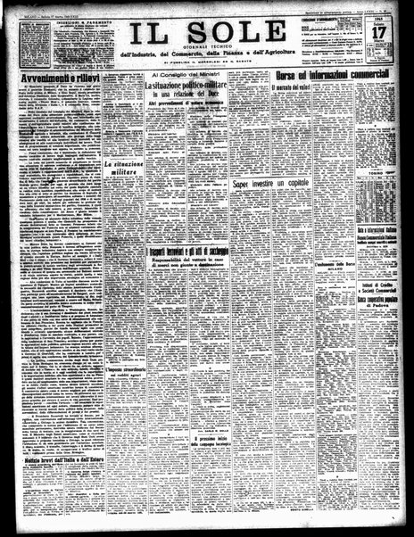 Il sole : giornale commerciale, agricolo, industriale... : organo ufficiale della Camera di commercio e industria di Milano ...