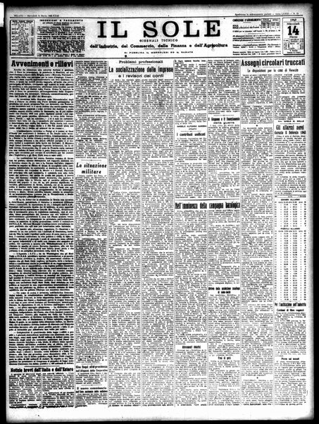 Il sole : giornale commerciale, agricolo, industriale... : organo ufficiale della Camera di commercio e industria di Milano ...