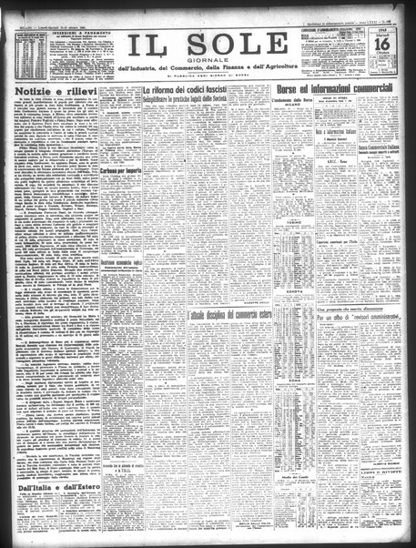 Il sole : giornale commerciale, agricolo, industriale... : organo ufficiale della Camera di commercio e industria di Milano ...
