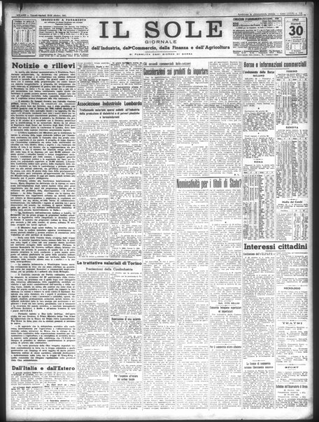 Il sole : giornale commerciale, agricolo, industriale... : organo ufficiale della Camera di commercio e industria di Milano ...