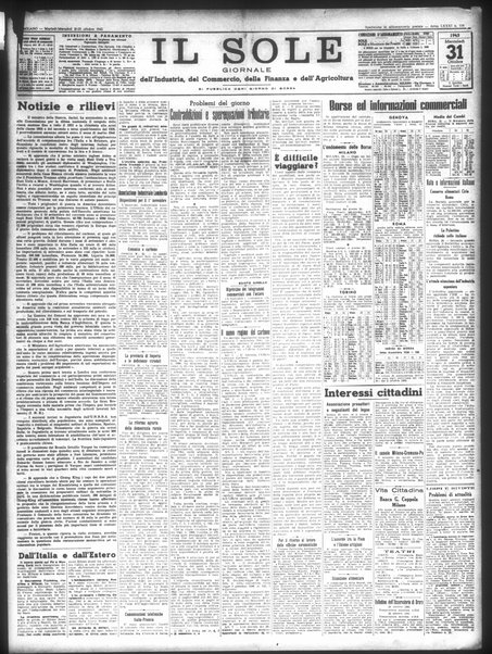 Il sole : giornale commerciale, agricolo, industriale... : organo ufficiale della Camera di commercio e industria di Milano ...