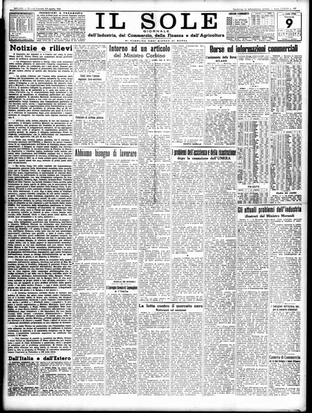Il sole : giornale commerciale, agricolo, industriale... : organo ufficiale della Camera di commercio e industria di Milano ...