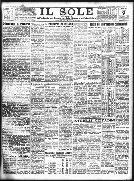 Il sole : giornale commerciale, agricolo, industriale... : organo ufficiale della Camera di commercio e industria di Milano ...