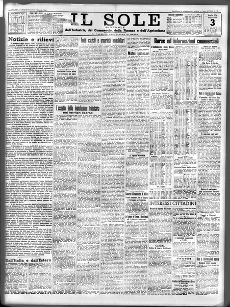 Il sole : giornale commerciale, agricolo, industriale... : organo ufficiale della Camera di commercio e industria di Milano ...