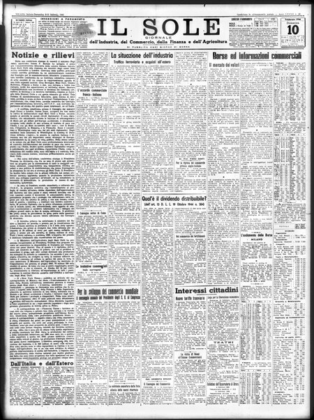 Il sole : giornale commerciale, agricolo, industriale... : organo ufficiale della Camera di commercio e industria di Milano ...