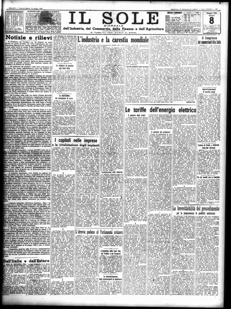 Il sole : giornale commerciale, agricolo, industriale... : organo ufficiale della Camera di commercio e industria di Milano ...