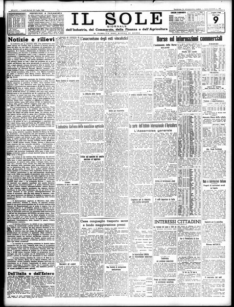Il sole : giornale commerciale, agricolo, industriale... : organo ufficiale della Camera di commercio e industria di Milano ...