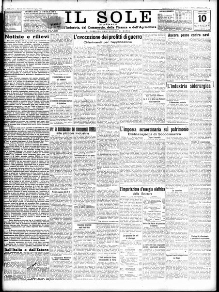 Il sole : giornale commerciale, agricolo, industriale... : organo ufficiale della Camera di commercio e industria di Milano ...