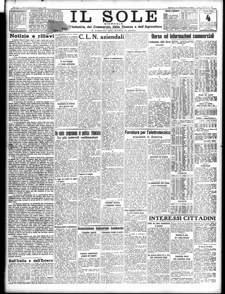 Il sole : giornale commerciale, agricolo, industriale... : organo ufficiale della Camera di commercio e industria di Milano ...