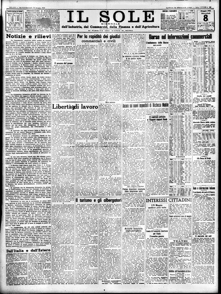 Il sole : giornale commerciale, agricolo, industriale... : organo ufficiale della Camera di commercio e industria di Milano ...