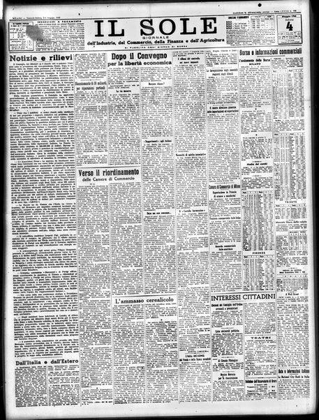 Il sole : giornale commerciale, agricolo, industriale... : organo ufficiale della Camera di commercio e industria di Milano ...