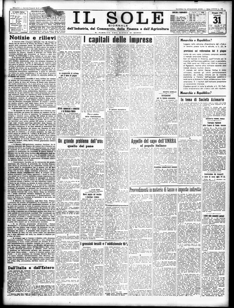 Il sole : giornale commerciale, agricolo, industriale... : organo ufficiale della Camera di commercio e industria di Milano ...