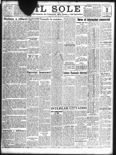 Il sole : giornale commerciale, agricolo, industriale... : organo ufficiale della Camera di commercio e industria di Milano ...