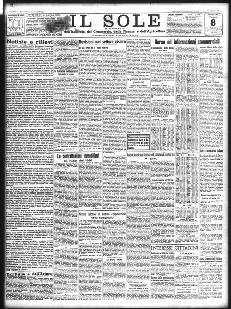 Il sole : giornale commerciale, agricolo, industriale... : organo ufficiale della Camera di commercio e industria di Milano ...
