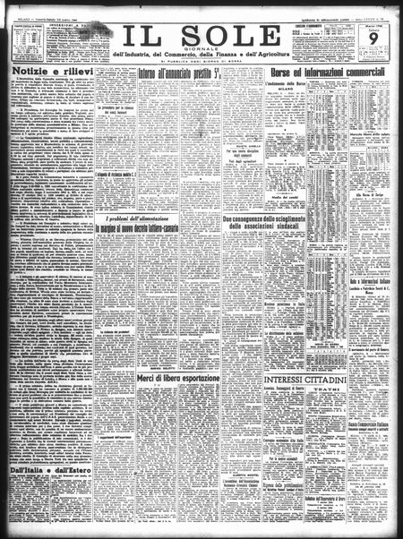Il sole : giornale commerciale, agricolo, industriale... : organo ufficiale della Camera di commercio e industria di Milano ...