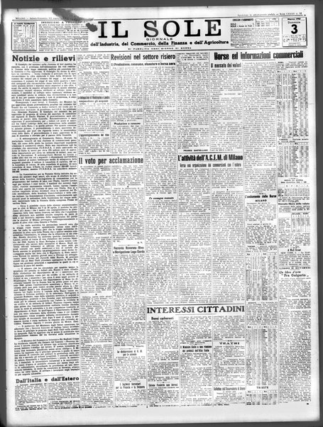 Il sole : giornale commerciale, agricolo, industriale... : organo ufficiale della Camera di commercio e industria di Milano ...